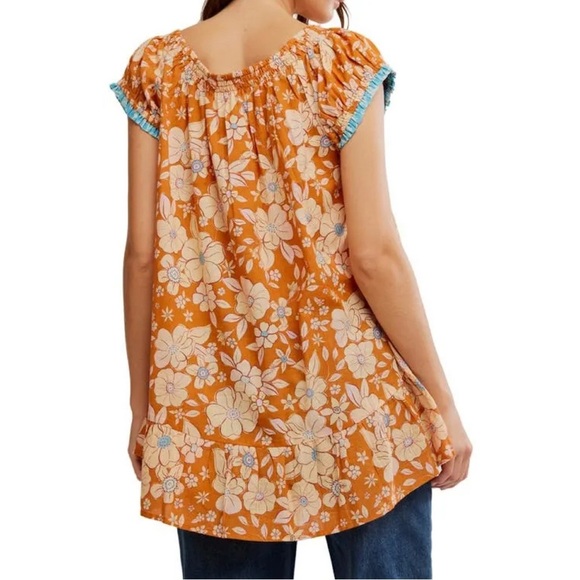 NWT Free People Frankie Floral Tunic Honey Ginger Combo - Picture 2 of 5